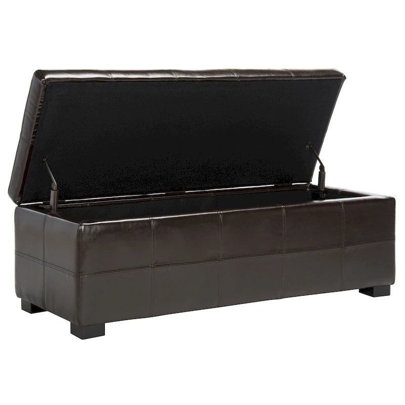 Banc de rangement capitonné en similicuir marron - 46,9 x 18,3 x 16,7 - 47Lx18Px17H