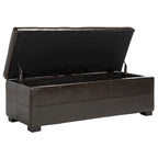 Banc de rangement capitonné en similicuir marron - 46,9 x 18,3 x 16,7 - 47Lx18Px17H