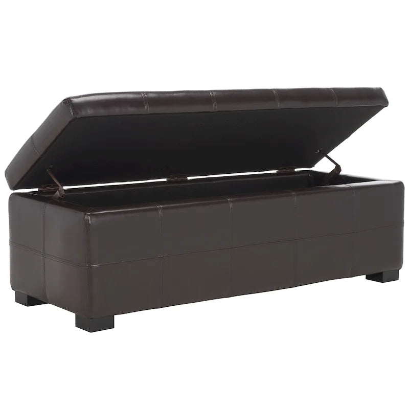 Banc de rangement capitonné en similicuir marron - 46,9 x 18,3 x 16,7 - 47Lx18Px17H