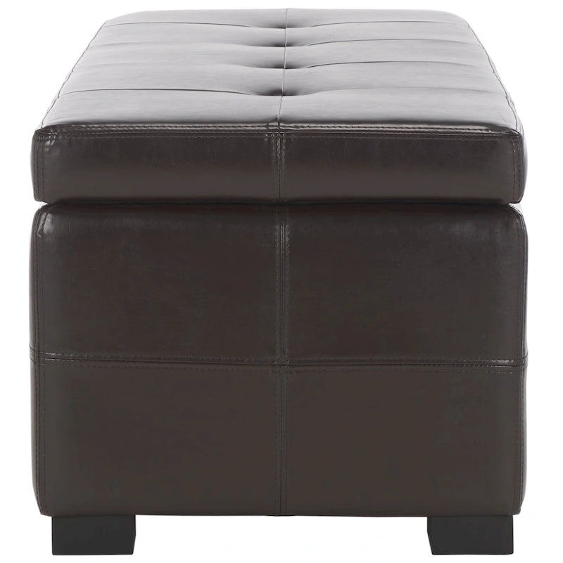 Banc de rangement capitonné en similicuir marron - 46,9 x 18,3 x 16,7 - 47Lx18Px17H