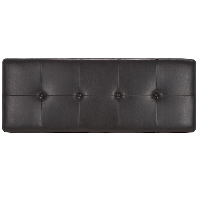 Banc de rangement capitonné en similicuir marron - 46,9 x 18,3 x 16,7 - 47Lx18Px17H