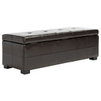 Banc de rangement capitonné en similicuir marron - 46,9 x 18,3 x 16,7 - 47Lx18Px17H