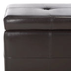 Banc de rangement capitonné en similicuir marron - 46,9 x 18,3 x 16,7 - 47Lx18Px17H