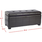 Banc de rangement capitonné en similicuir marron - 46,9 x 18,3 x 16,7 - 47Lx18Px17H
