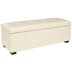 Banc de rangement capitonné en similicuir marron - 46,9 x 18,3 x 16,7 - 47Lx18Px17H
