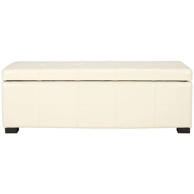 Banc de rangement capitonné en similicuir marron - 46,9 x 18,3 x 16,7 - 47Lx18Px17H