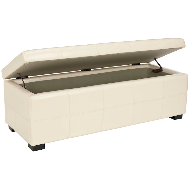 Banc de rangement capitonné en similicuir marron - 46,9 x 18,3 x 16,7 - 47Lx18Px17H
