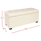 Banc de rangement capitonné en similicuir marron - 46,9 x 18,3 x 16,7 - 47Lx18Px17H