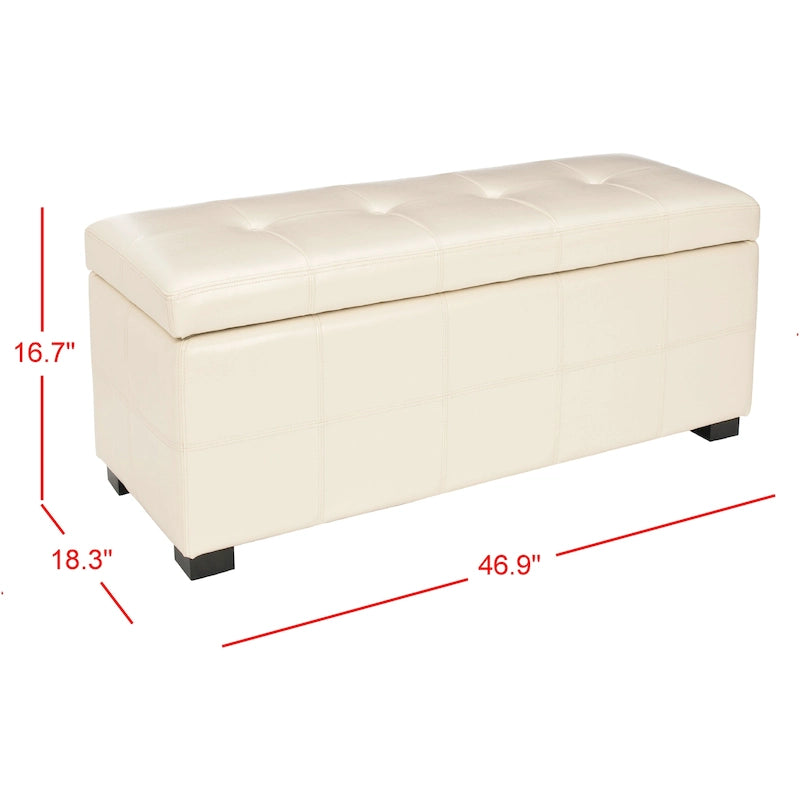 Banc de rangement capitonné en similicuir marron - 46,9 x 18,3 x 16,7 - 47Lx18Px17H