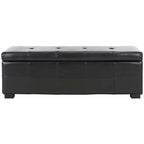 Banc de rangement capitonné en similicuir marron - 46,9 x 18,3 x 16,7 - 47Lx18Px17H