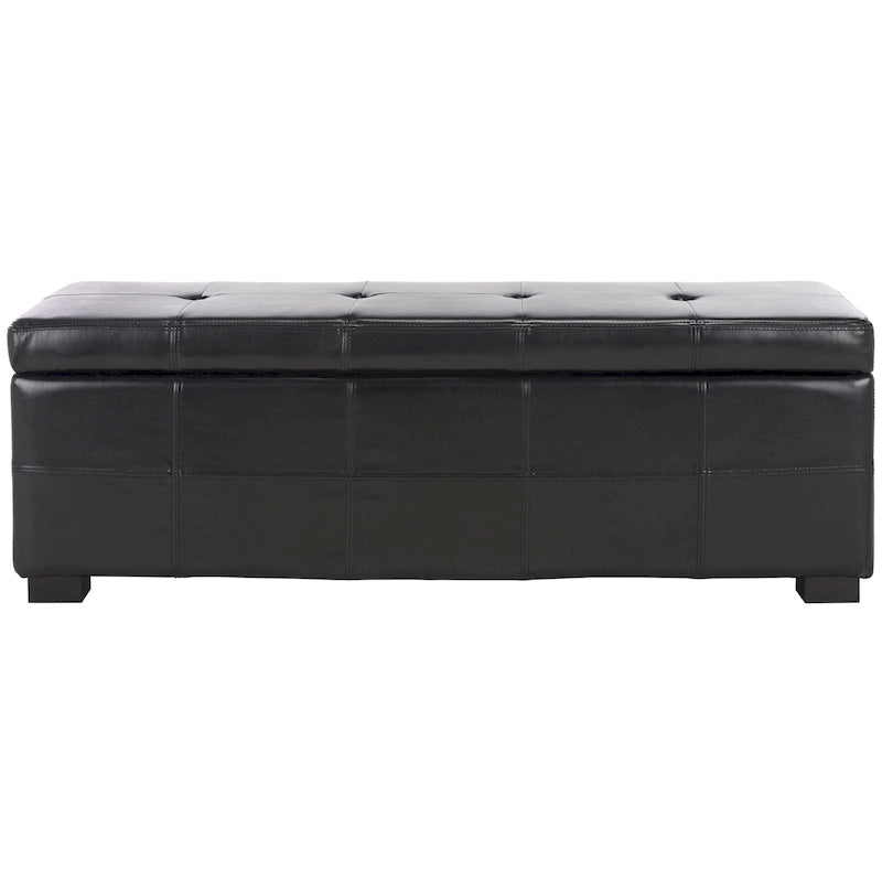 Banc de rangement capitonné en similicuir marron - 46,9 x 18,3 x 16,7 - 47Lx18Px17H