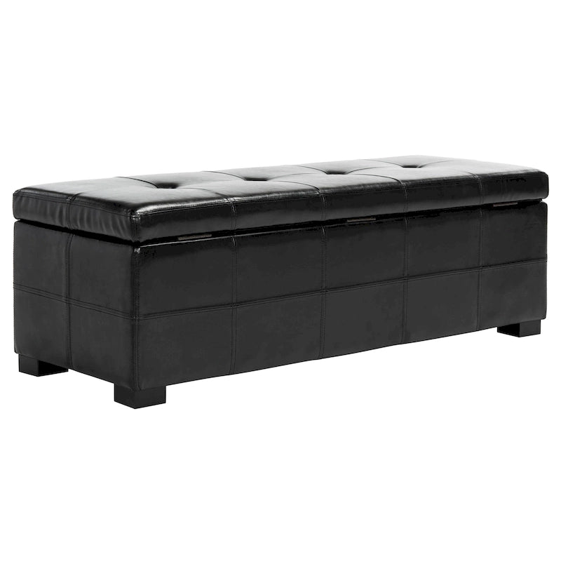 Banc de rangement capitonné en similicuir marron - 46,9 x 18,3 x 16,7 - 47Lx18Px17H