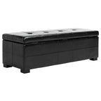 Banc de rangement capitonné en similicuir marron - 46,9 x 18,3 x 16,7 - 47Lx18Px17H
