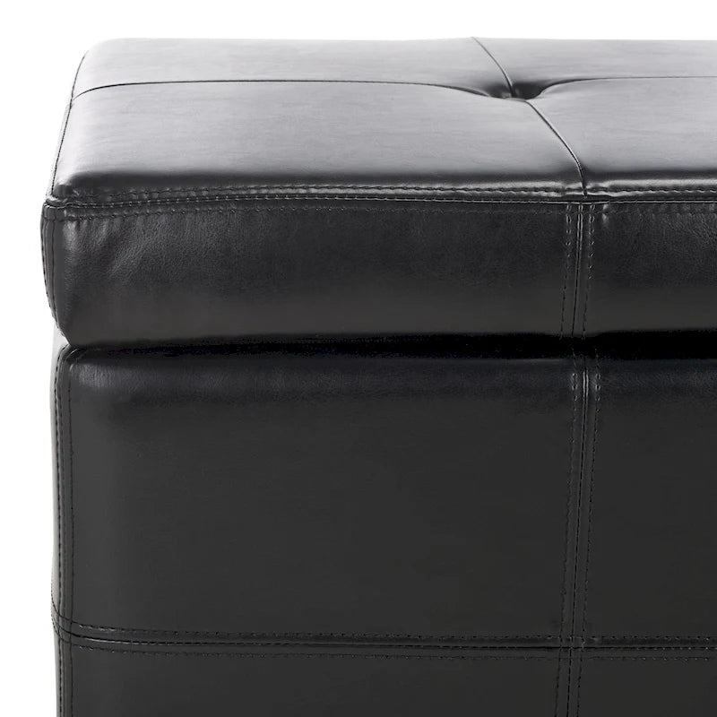 Banc de rangement capitonné en similicuir marron - 46,9 x 18,3 x 16,7 - 47Lx18Px17H