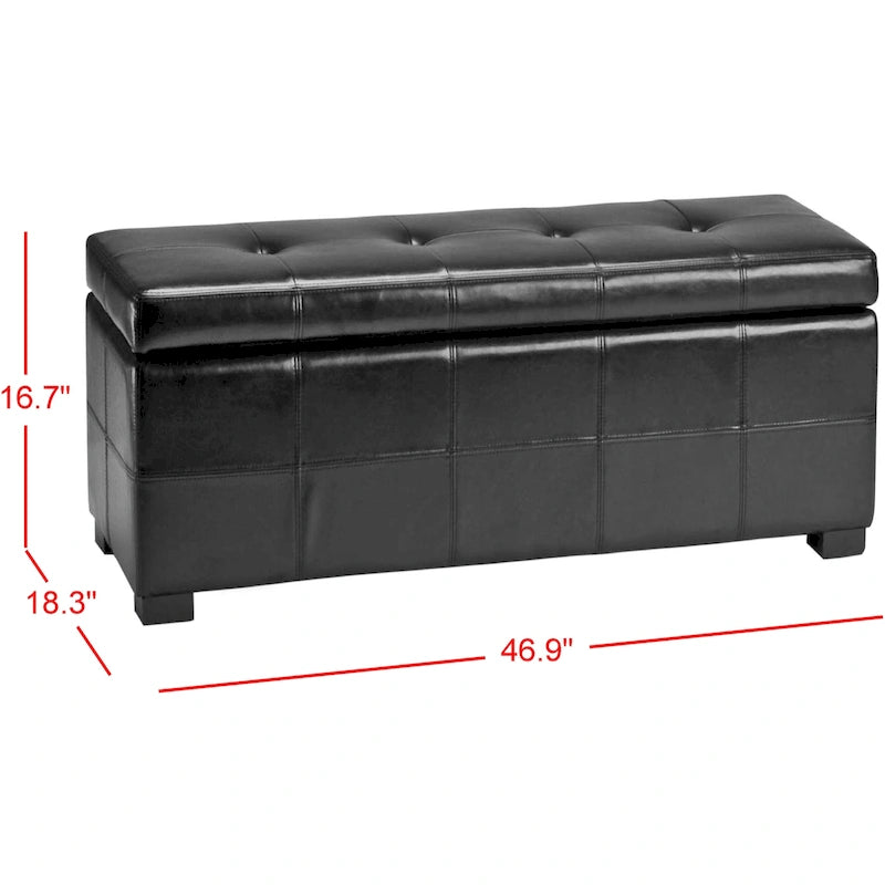 Banc de rangement capitonné en similicuir marron - 46,9 x 18,3 x 16,7 - 47Lx18Px17H