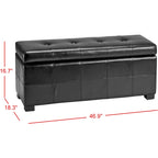 Banc de rangement capitonné en similicuir marron - 46,9 x 18,3 x 16,7 - 47Lx18Px17H
