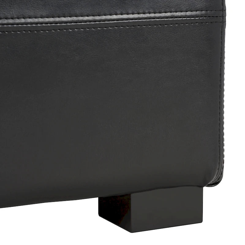 Banc de rangement capitonné en similicuir marron - 46,9 x 18,3 x 16,7 - 47Lx18Px17H