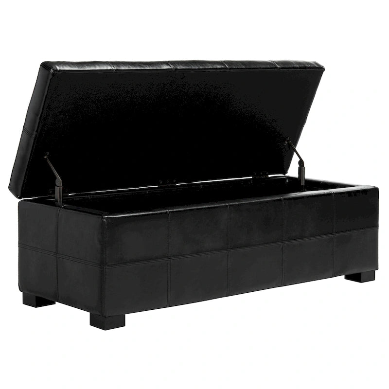 Banc de rangement capitonné en similicuir marron - 46,9 x 18,3 x 16,7 - 47Lx18Px17H