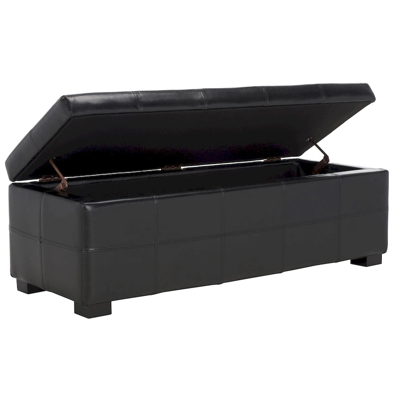 Banc de rangement capitonné en similicuir marron - 46,9 x 18,3 x 16,7 - 47Lx18Px17H