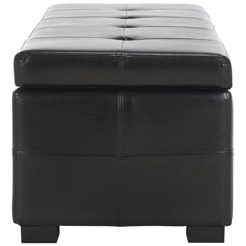 Banc de rangement capitonné en similicuir marron - 46,9 x 18,3 x 16,7 - 47Lx18Px17H