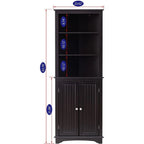 Meuble de salle de bain, Armoire d'angle haute avec 2 portes et 3 étagères, Blanc