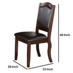Chaises de salle à manger contemporaines en bois d'hévéa, lot de 2, marron et noir
