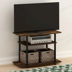 Meuble TV 3 niveaux sans outils, Noyer Columbia/Noir