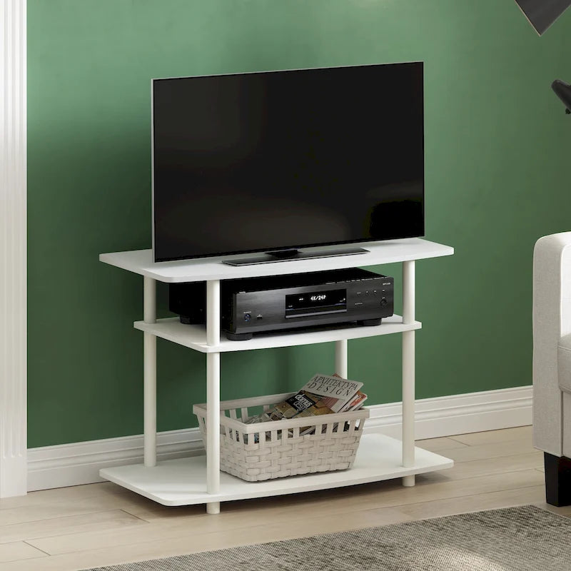 Meuble TV 3 niveaux sans outils, Noyer Columbia/Noir
