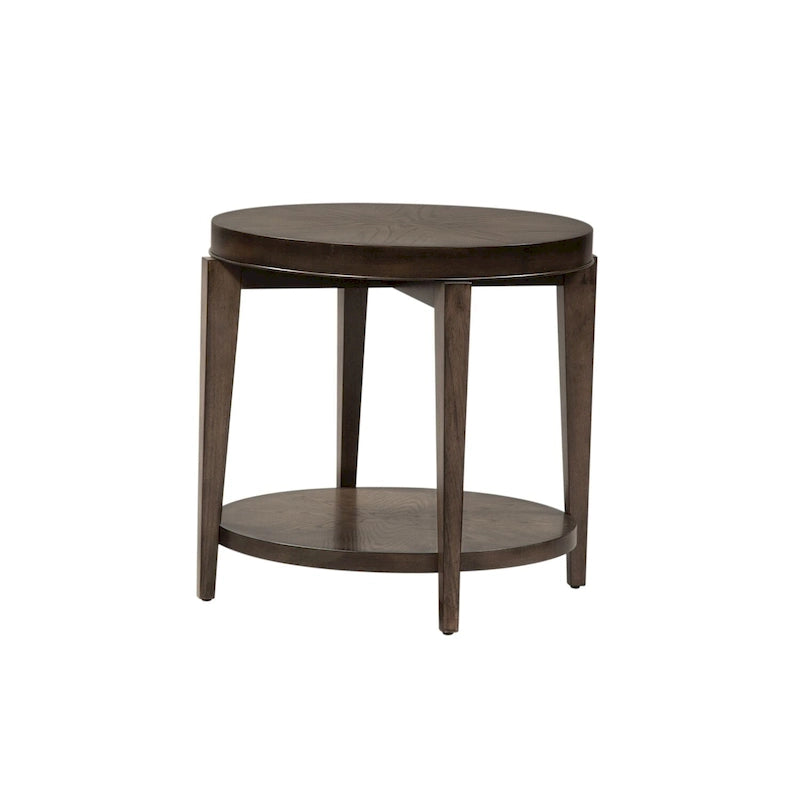 Espresso Stone Round End Table