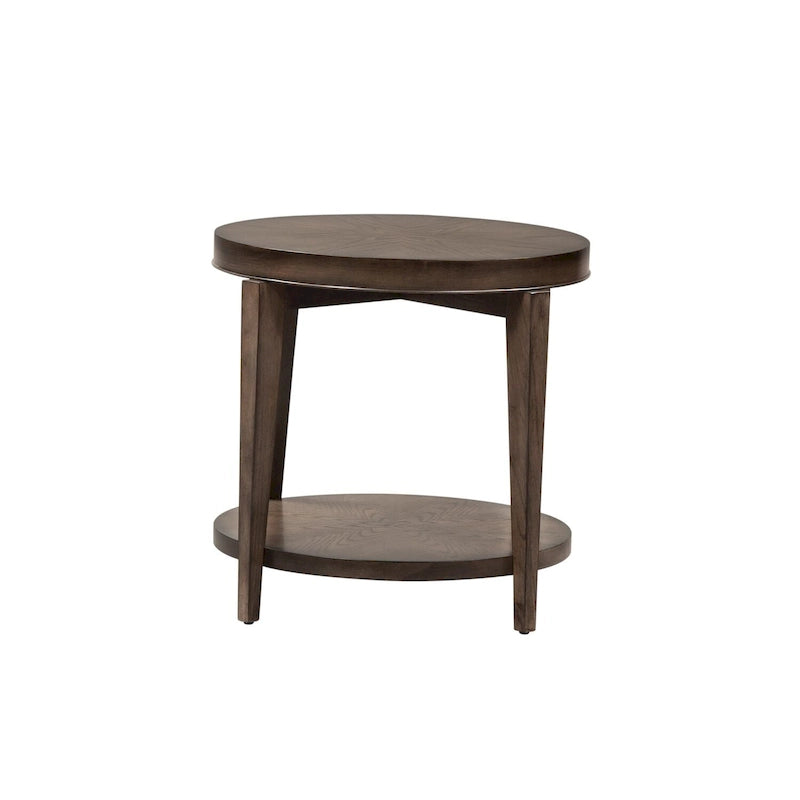 Espresso Stone Round End Table