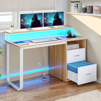 Moasis Computer Desk with Monitor Stand Home Office Gaming Desks with Drawer Filing Cabinet