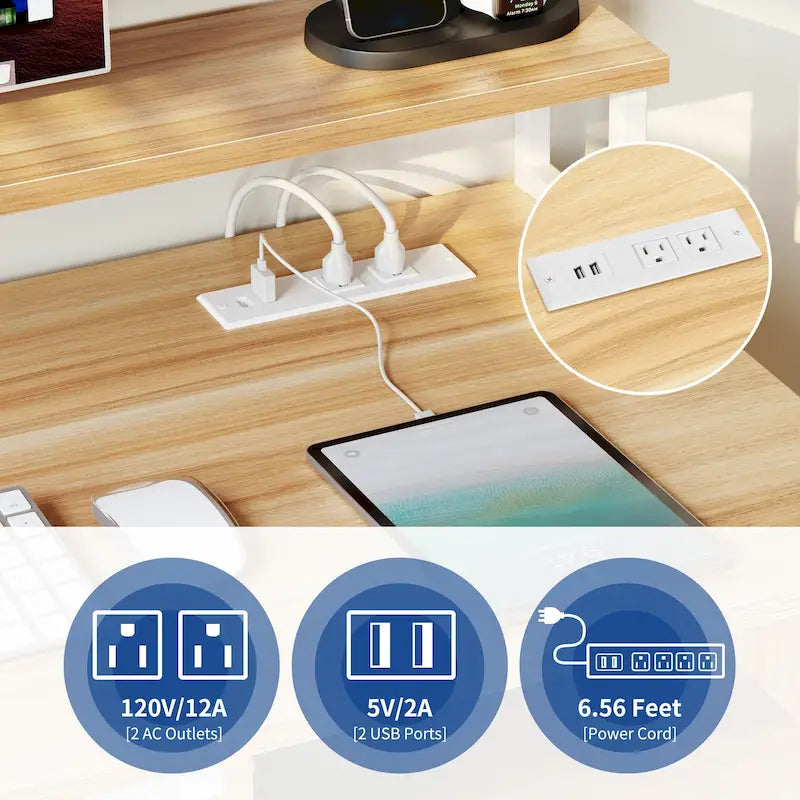 Bureau d'ordinateur Moasis avec support d'écran, bureaux de jeu pour bureau à domicile avec tiroir classeur