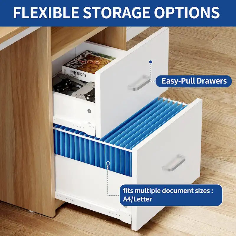 Bureau d'ordinateur Moasis avec support d'écran, bureaux de jeu pour bureau à domicile avec tiroir classeur