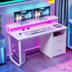 Bureau d'ordinateur Moasis avec support d'écran, bureaux de jeu pour bureau à domicile avec tiroir classeur