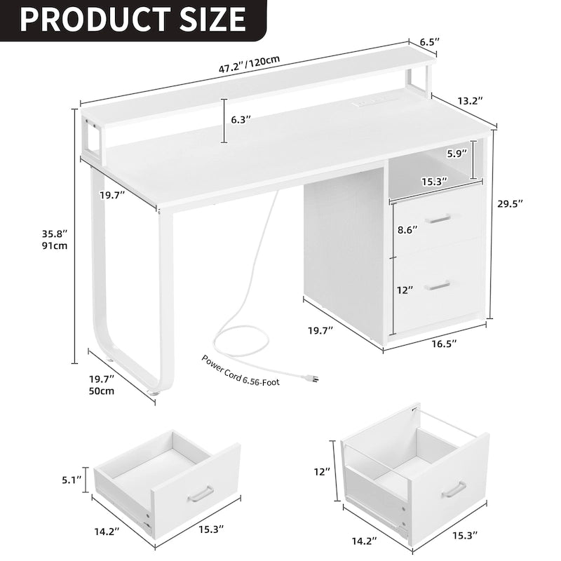 Bureau d'ordinateur Moasis avec support d'écran, bureaux de jeu pour bureau à domicile avec tiroir classeur