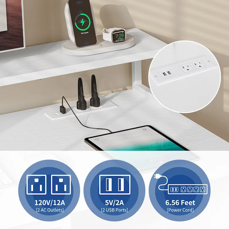 Bureau d'ordinateur Moasis avec support d'écran, bureaux de jeu pour bureau à domicile avec tiroir classeur