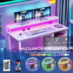 Bureau d'ordinateur Moasis avec support d'écran, bureaux de jeu pour bureau à domicile avec tiroir classeur