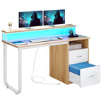 Bureau d'ordinateur Moasis avec support d'écran, bureaux de jeu pour bureau à domicile avec tiroir classeur