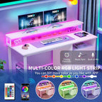 Bureau d'ordinateur Moasis avec support d'écran, bureaux de jeu pour bureau à domicile avec tiroir classeur