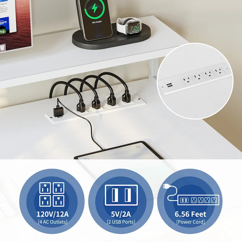 Bureau d'ordinateur Moasis avec support d'écran, bureaux de jeu pour bureau à domicile avec tiroir classeur