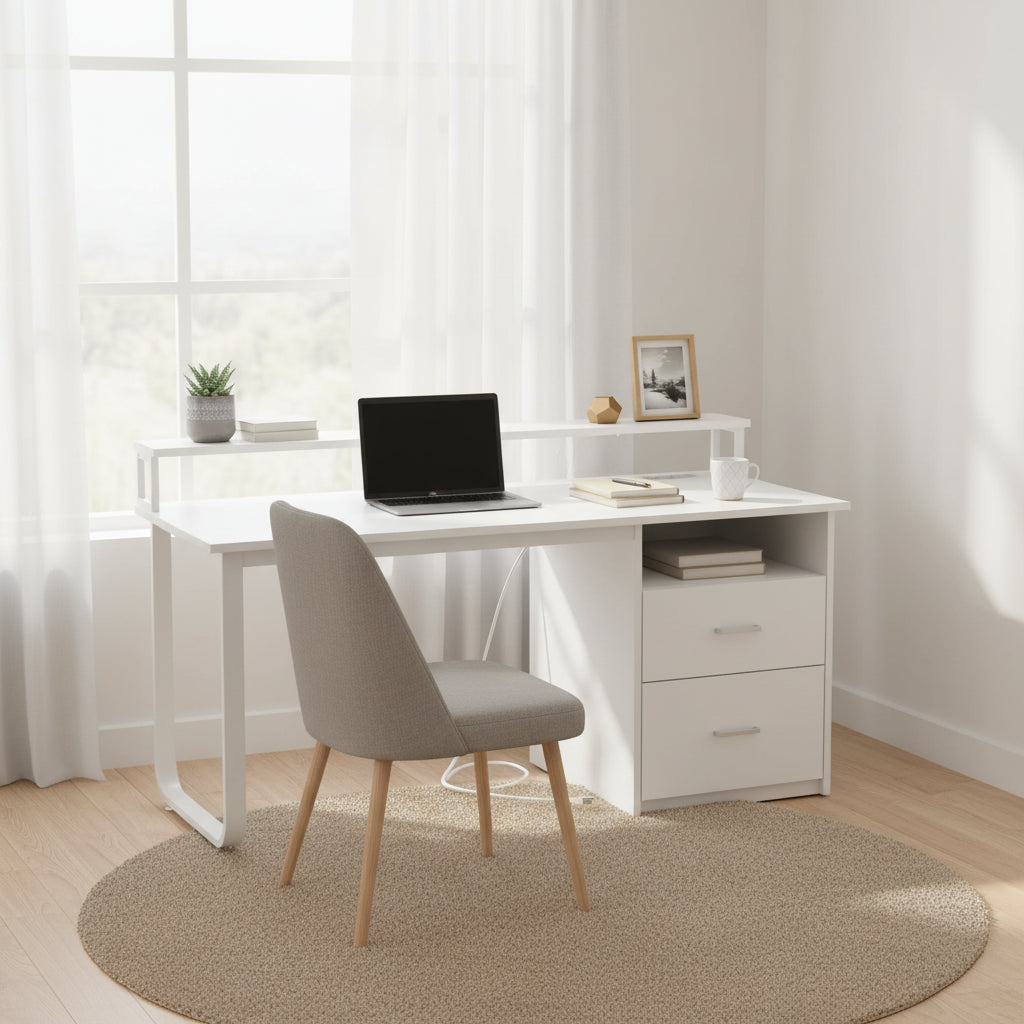 Bureau d'ordinateur Moasis avec support d'écran, bureaux de jeu pour bureau à domicile avec tiroir classeur