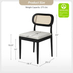 Lot de 4 chaises de salle à manger Konstantin en bois massif avec dossier en rotin et coussin amovible par HULALA HOME