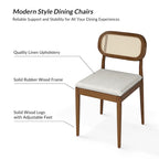 Lot de 4 chaises de salle à manger Konstantin en bois massif avec dossier en rotin et coussin amovible par HULALA HOME