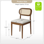 Lot de 4 chaises de salle à manger Konstantin en bois massif avec dossier en rotin et coussin amovible par HULALA HOME