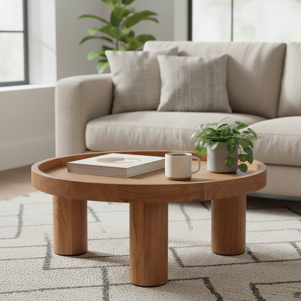 Table basse ronde à 3 pieds - 36 L x 36 P x 15 H - 36Lx36Px15H