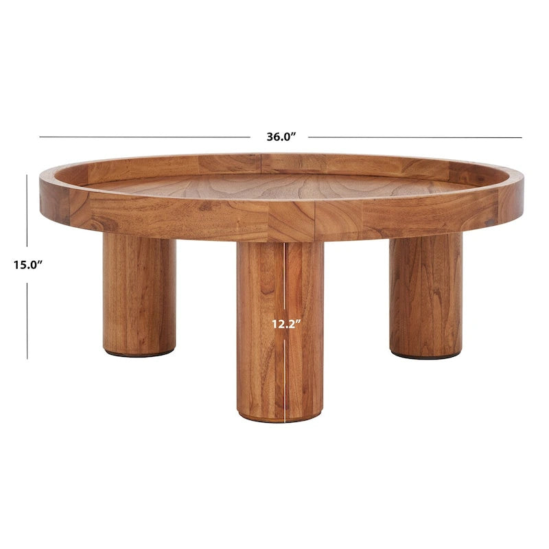 Table basse ronde à 3 pieds - 36 L x 36 P x 15 H - 36Lx36Px15H