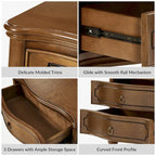 Table de chevet à trois tiroirs de style traditionnel (pieds en fuseau de bois massif)