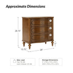 Table de chevet à trois tiroirs de style traditionnel (pieds en fuseau de bois massif)