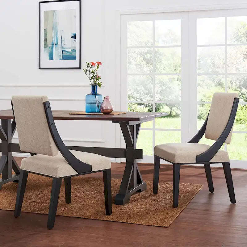 Fabric Upholstered Dining Chairs – Set of Two