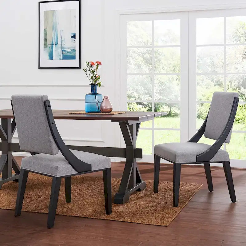 Fabric Upholstered Dining Chairs – Set of Two